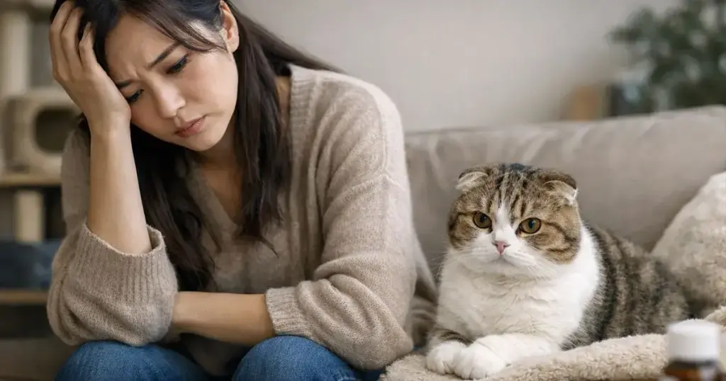スコティッシュフォールドを飼って後悔する女性