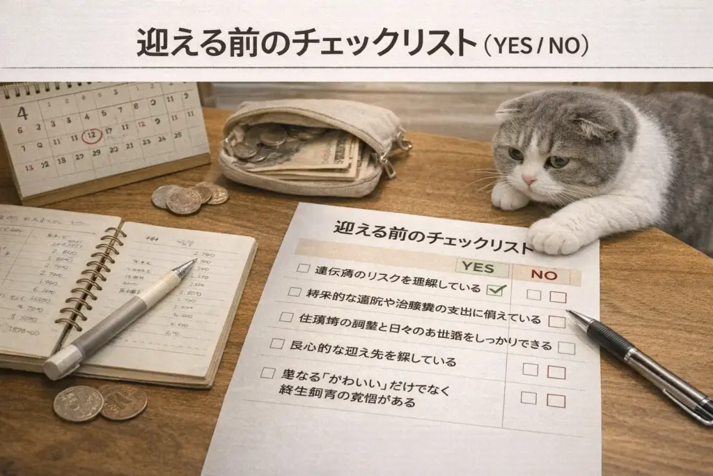 スコティッシュフォールドをお迎えする前の後悔しないためのチェックリスト